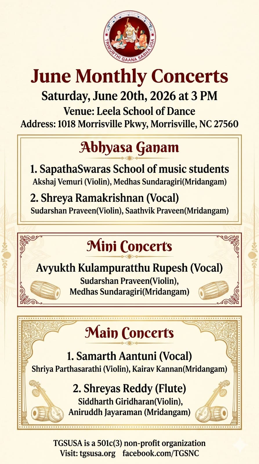 June Monthly Concerts poster