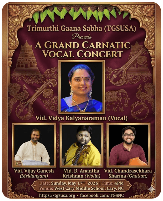 Grand Carnatic Vocal Concert — Vidya Kalyanaraman poster