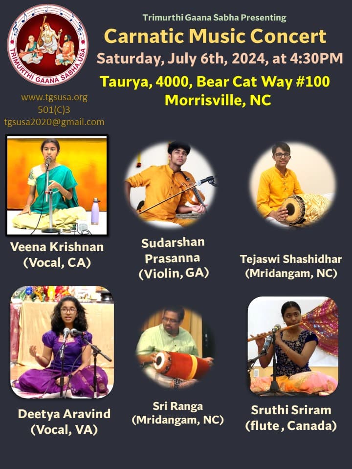 Carnatic Music Concert — July 2024 flyer 1