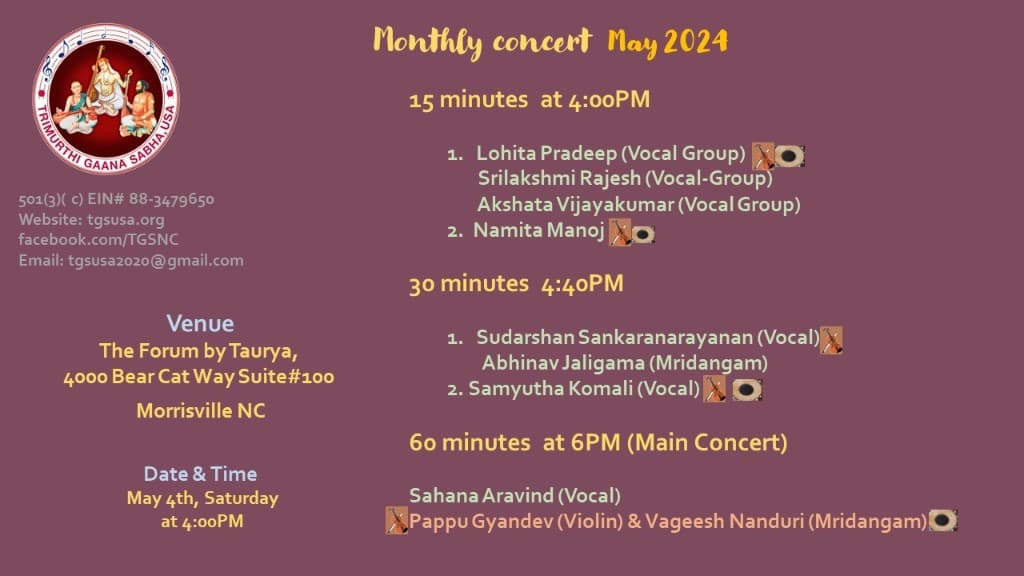 May 2024 Monthly Concert flyer 1