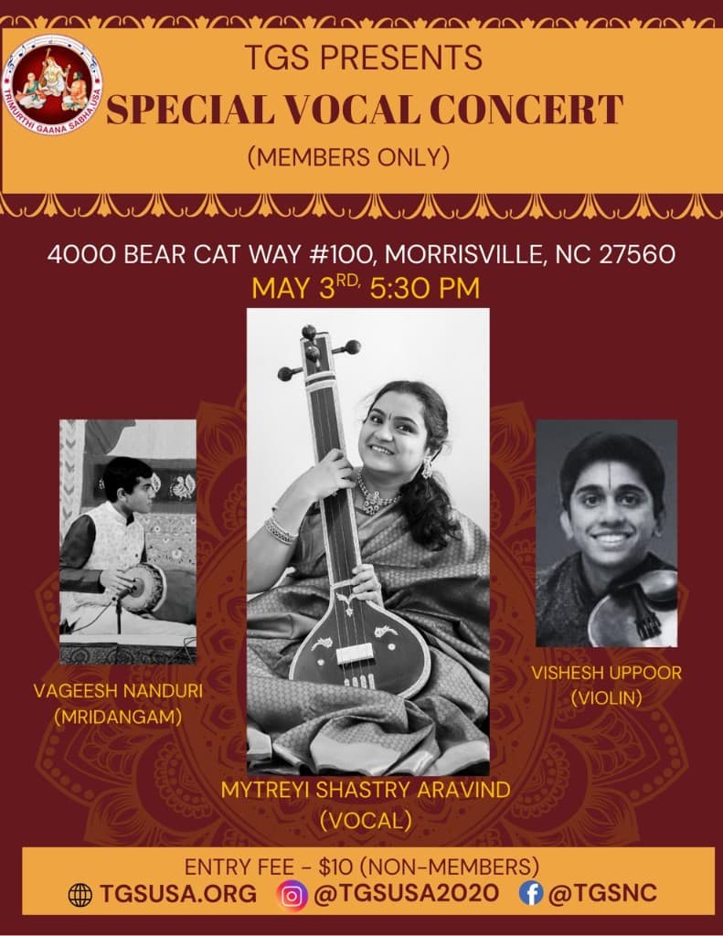 Special Vocal Concert — Mytreyi Shastry Aravind flyer 1