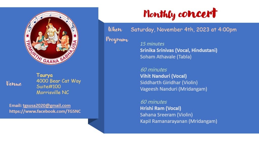 November 2023 Monthly Concert flyer 1