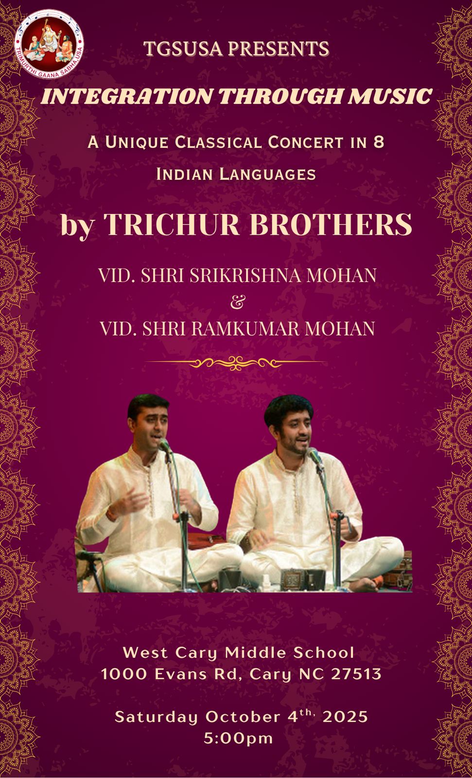 Trichur Brothers Concert - Oct 4, 2025 at 5PM